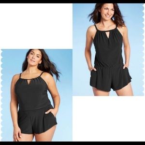 NWT Aqua Green Black One Piece Swimsuit Bathing Suit Size 16W XL